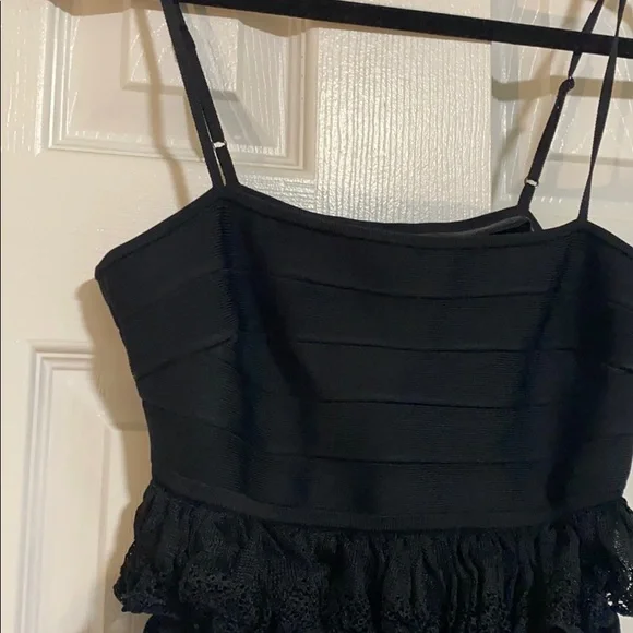 Herve Leger Black Tiered Mini Dress - Picture 6 of 6